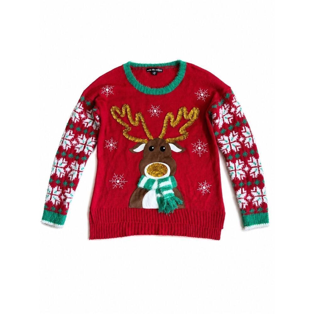 United StatesβSweaters Women's Festive Reindeer Christmas Sweater Holiday Medium